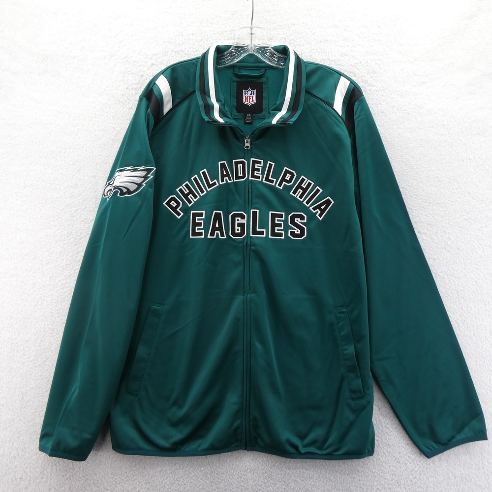 NFL Jacket‎ Mens Large Philadelphia Eagles Green Full Zip Track Vintage Y2k Mid